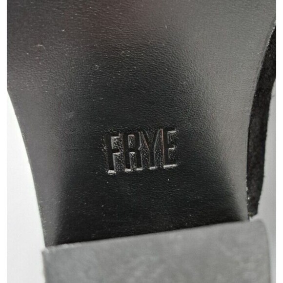 Frye Courtney Black Suede Peep Toe Heeled Booties Women's Size 9B - Picture 11 of 12